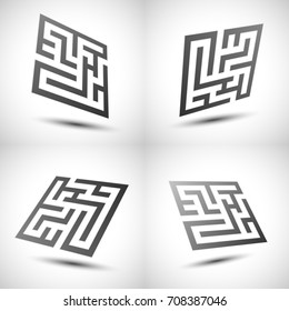 Maze emblem. Abstract maze element. 
