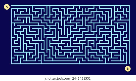 Maze with Entrance and Exit. Find Right Way, Kids Labyrinth Game And Choice Mazes Entrances Letters. Lost Way Entrance Rebus, Maze Destination Paths Riddle Vector Illustration.