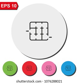 Maze flat round colorful vector icon.