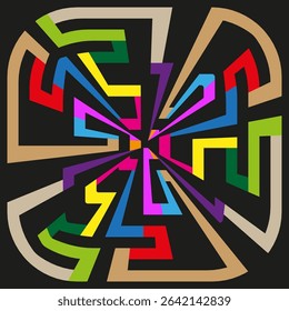 Maze flower icon. Colorful abstract shape. Petal vector form. Symmetrical graphic symbol.