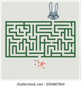 Maze with forest animals . Find right way. Kids mini game for development.