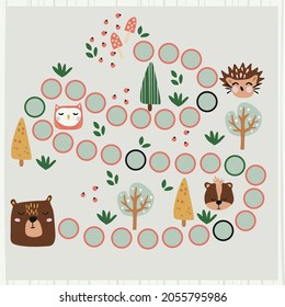Maze with forest animals . Find right way. Kids mini game for development.
