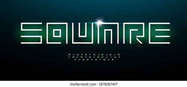 Maze Futurism alphabet. Square architect stunning font, cyber technology type for modern futuristic logo, futuristic headline, hud monogram. Computer chip letters, vector typographic design.