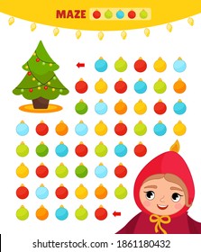 Maze game for children. Christmas maze printable. Logic edicational game.