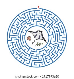 Maze Game  For Children Cute Cartoon Worksheet Vector Illustration