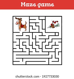 Maze game  for children Cute cartoon worksheet Vector illustration