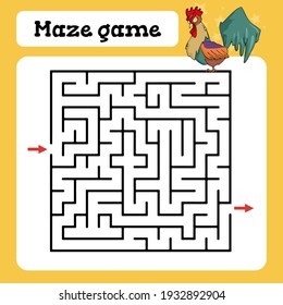 Maze game  for children Cute cartoon worksheet Vector illustration