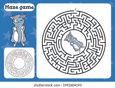 Maze game  for children Cute cartoon worksheet Vector illustration