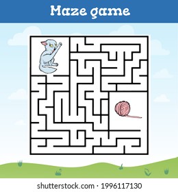 Maze game  for children Cute cartoon worksheet Vector illustration