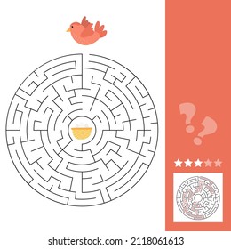 Maze game for children, education worksheet. Bird and nest with eggs. Kids activity sheet. Educational game.