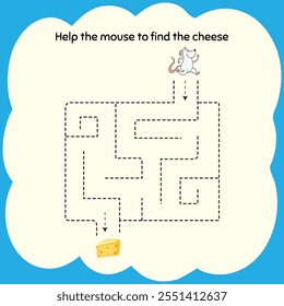 Maze game for children, education worksheet