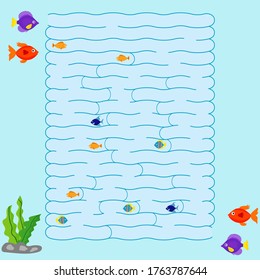 Maze Game For Children. Find The Way Fish Home