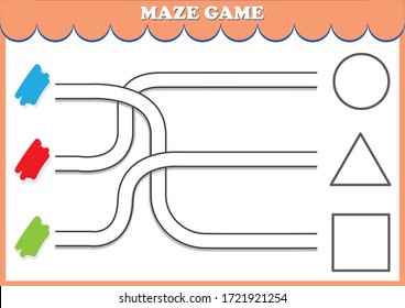 maze game for children, fun activity page for preschool kids