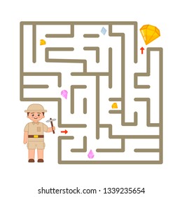 Maze game for children. Help the archaeologist collect all the crystals.
