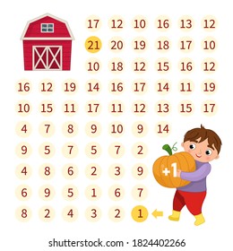 Maze game for children. Help the boy bring the pumpkin to the farm