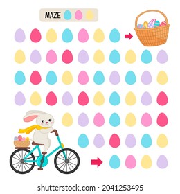 Maze Game For Children.  Help The Bunny To Collect Easter Eggs.

