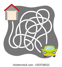 Maze game for children. Help the car get to the garage.