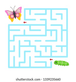 Maze game for children. Help the caterpillar turn into a butterfly.