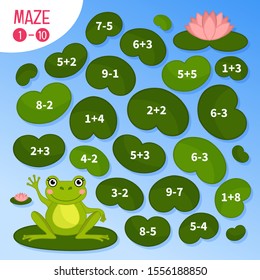 Juego de Maze para niños.  Ayuda a la rana a llegar a la flor.
