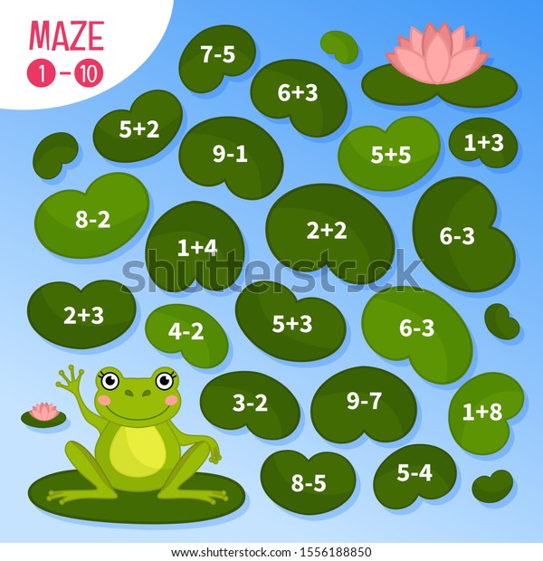 Maze Game Children Help Frog Get Stock Vector (Royalty Free) 1556188850