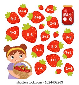 Maze game for children. Help the girl bring the berries for the jam

