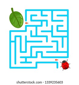 Maze game for children. Help the ladybug crawl to the leaf.
