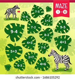 Maze game for children. Help mom zebra find her baby.
