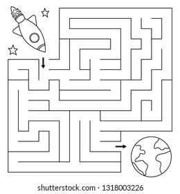 Maze Game Children Help Rocket Find Stock Vector (Royalty Free) 1318003226