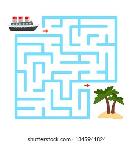 Maze game for children. Help the ship to reach the island.