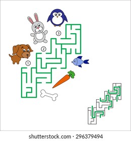 Maze game for children. Search and choose correct path.