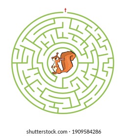 Maze game for children with squirrel Vector illustration