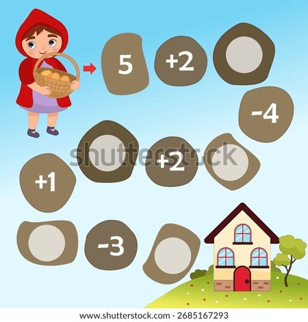 Maze game for children. Teaching children addition and subtraction. A math game for elementary school students.
