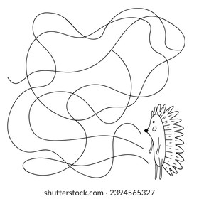 Maze game for children with way for hedgehog