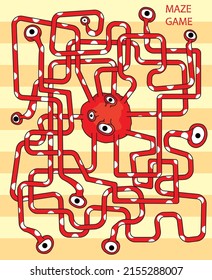 Maze Game. Cute and funny Monster Maze. Easy game for kids.