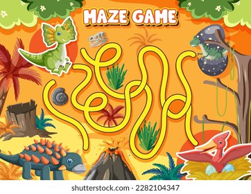 Maze Game In Dinosaur Theme illustration