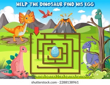 Maze Game In Dinosaur Theme illustration