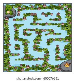 Maze game, education game for children, Frog and crown
