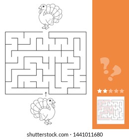 Maze game, education game for children, Funny Turkey