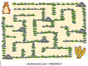 Maze game, education game for children, Hamster