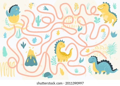 Maze game. Educational labyrinth for children. Find path solution. Way search puzzle. Connect correct track, trail. Kindergarten, school, preschool learning picture design. Vector illustration.