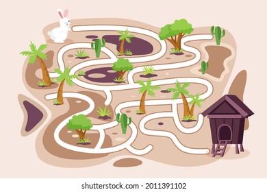 Juego de Maze. El laberinto educativo para los niños. Buscar solución de ruta de acceso. Rompecabezas de búsqueda de caminos. Conectar la pista correcta, la pista. Jardines de infancia, escuela, diseño de imágenes de aprendizaje preescolar. Ilustración vectorial.