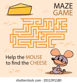 Maze game. Educational labyrinth for children. Find path solution. Way search puzzle. Connect correct track, trail. Kindergarten, school, preschool learning picture design. Vector illustration.