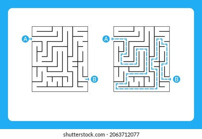 Maze game with entry and exit. Game children's labyrinth for the development of mental thinking.