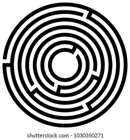 Maze Game with Entry and Exit. Vector Illustration eps 10. Circular maze for kids on a white background.