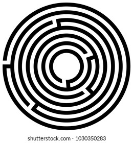 Maze Game with Entry and Exit. Vector Illustration eps 10. Circular maze for kids on a white background.