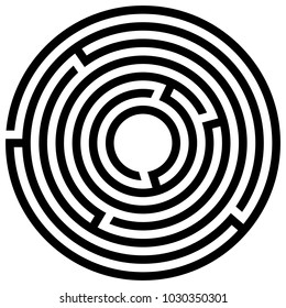 Maze Game with Entry and Exit. Vector Illustration eps 10. Circular maze for kids on a white background.