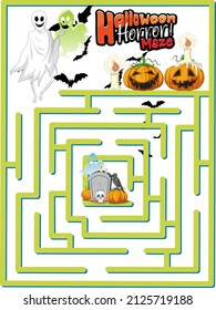 Maze game finds the ghost's way to gravestone illustration