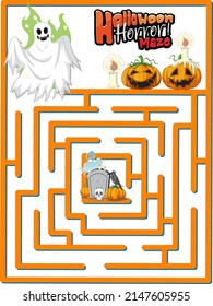 Maze game finds the ghost's way to gravestone illustration