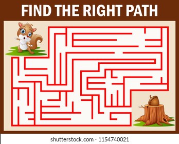 Maze game finds the squirrel walk away to walnut