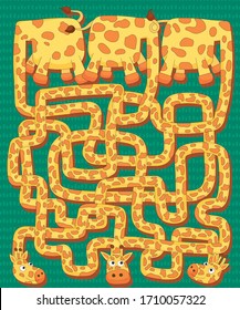 Maze Game Giraffe. Vector Art.